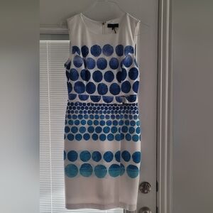 NWOT Donna Karan New York DKNY 8 Gorgeous Blue Polke Dot Faux Wrap Dress